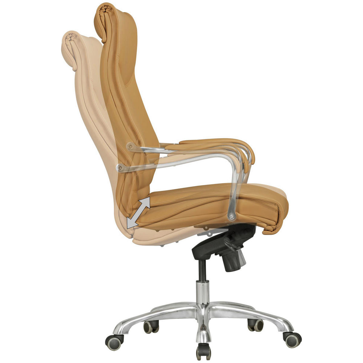 Drehstuhl beige Kunstleder Bürostuhl BIGBOSS - beige (60,00/126,00/61,00cm) - Amstyle