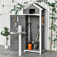 Outsunny Gartenhaus grau Holz B/H/L: ca. 52,5x182x78 cm Gartenhaus - weiß/grau (78,00/52,50/182,00cm) - Outsunny