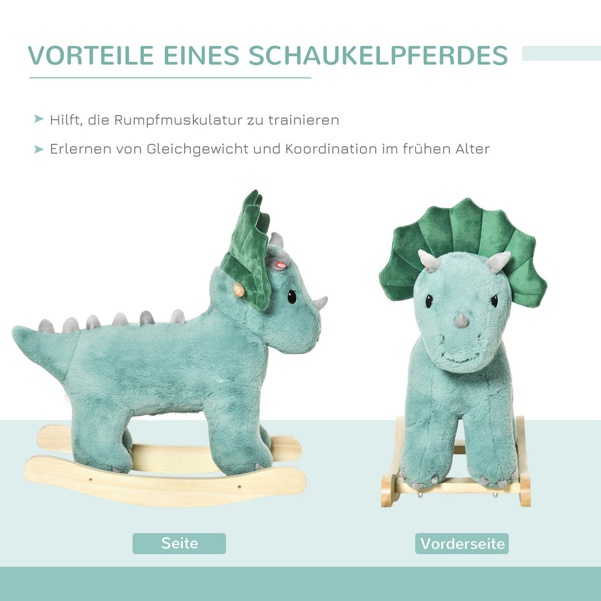 HOMCOM Schaukeltier B/H/L: ca. 30x54x64 cm Schaukeltier - dunkelgrün (64,00/30,00/54,00cm) - HOMCOM