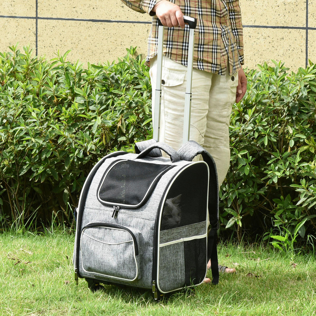 PawHut Tragetasche für Haustiere schwarz Polyester B/H/L: ca. 33x51,5x43 cm Tragetasche für Haustiere - weiß/schwarz (43,00/33,00/51,50cm) - PawHut
