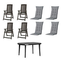 JARDIN,MADISON Gartensitzgruppe + Auflagen Aruba Graphit Kunststoff B/H/L: ca. 90x110x137 cm Aruba - Graphit/grau (137,00/90,00/110,00cm) - JARDIN,MADISON