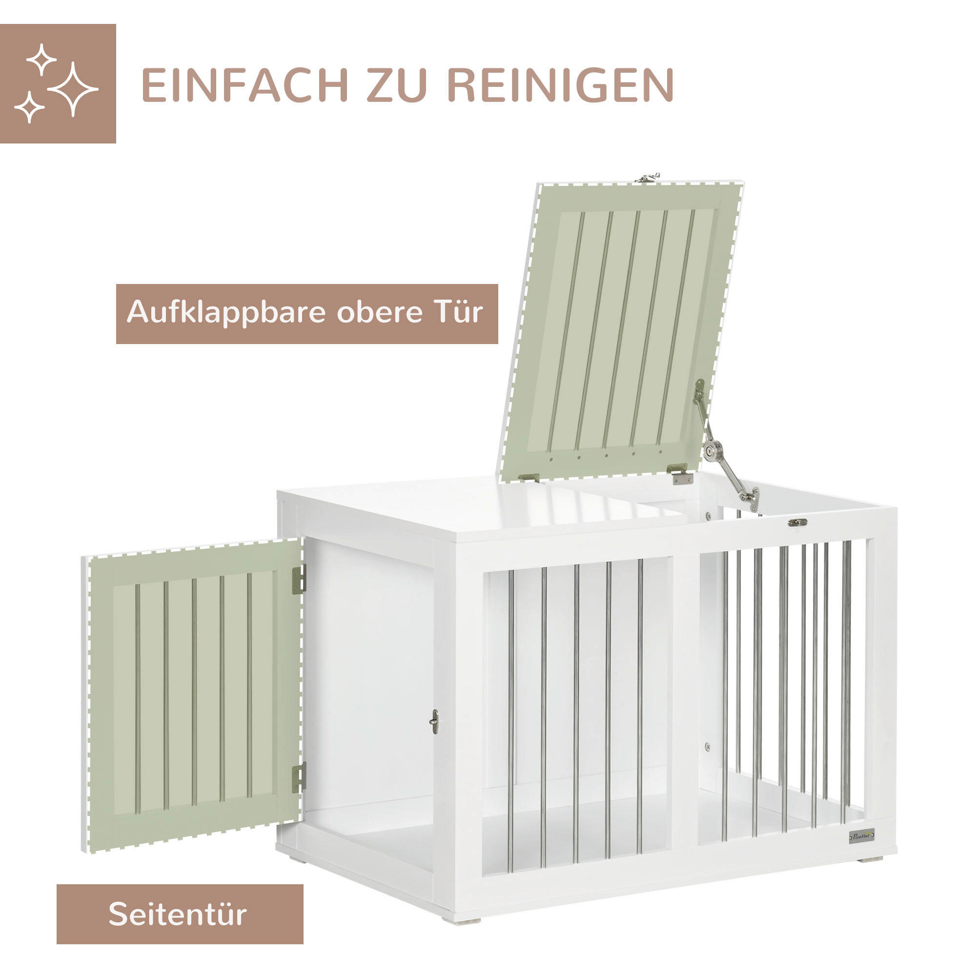 PawHut Hunde-Zubehör weiß Edelstahl B/H/L: ca. 50x80x56,5 cm Hundekäfig - weiß (56,50/50,00/80,00cm) - PawHut