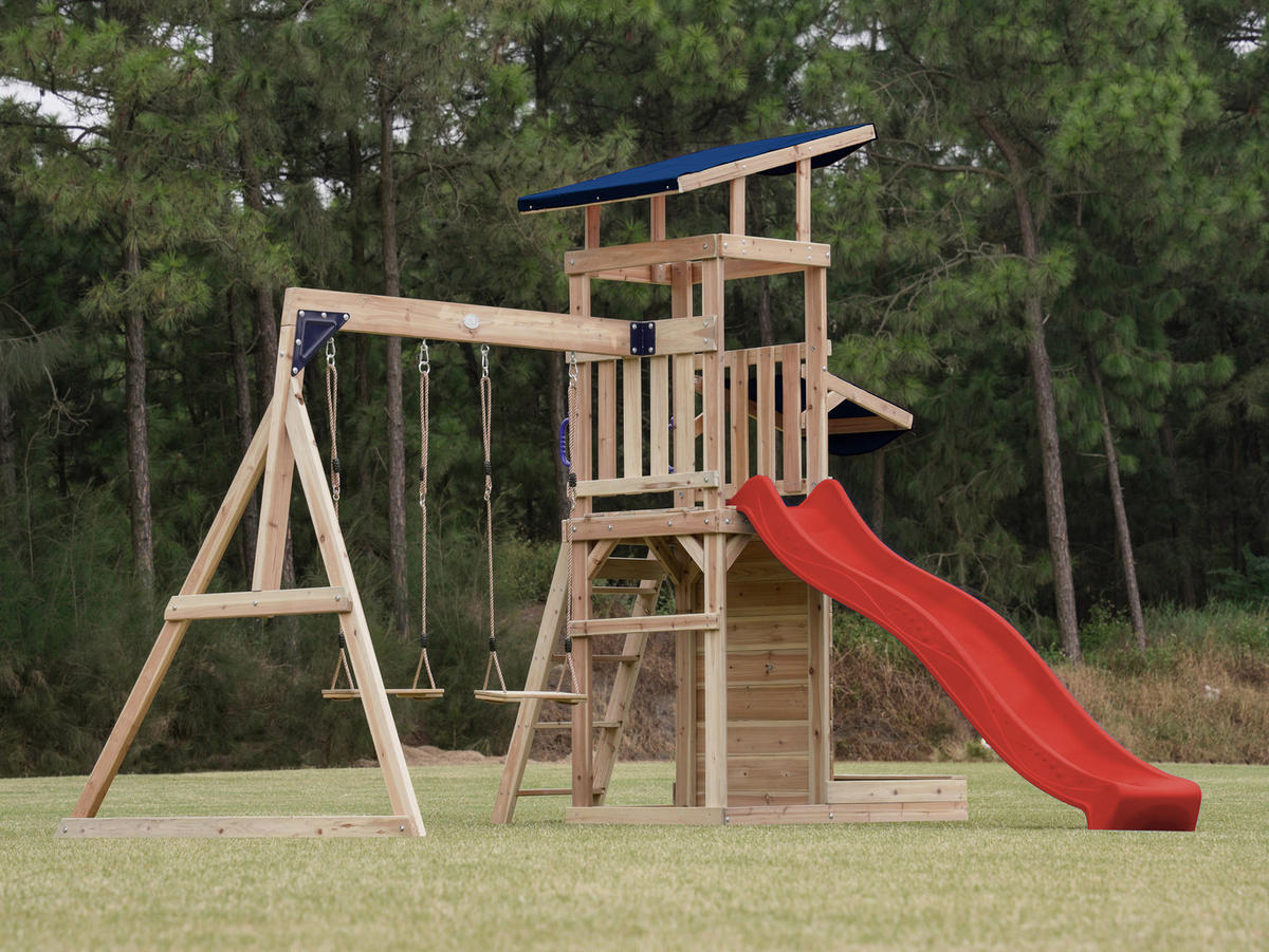 AXI Spielturm Malik rot B/H/L: ca. 345x270x336 cm Malik - braun/rot (336,00/345,00/270,00cm) - AXI