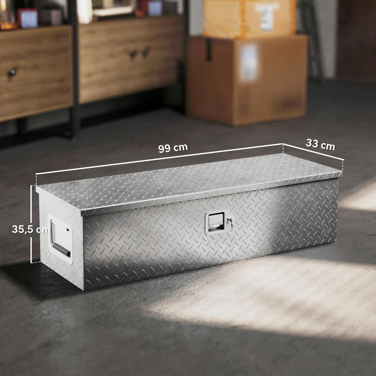 HOMCOM Gerätekasten B/H/L: ca. 33x25,5x99 cm Gerätekasten - silber (99,00/33,00/25,50cm) - HOMCOM