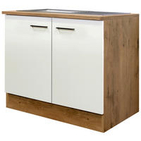 Spülenschrank Avila Magnolie matt B/H/T: ca. 100x85x60 cm Avila - schwarz/Magnolie (100,00/85,00/60,00cm) - Flex-Well