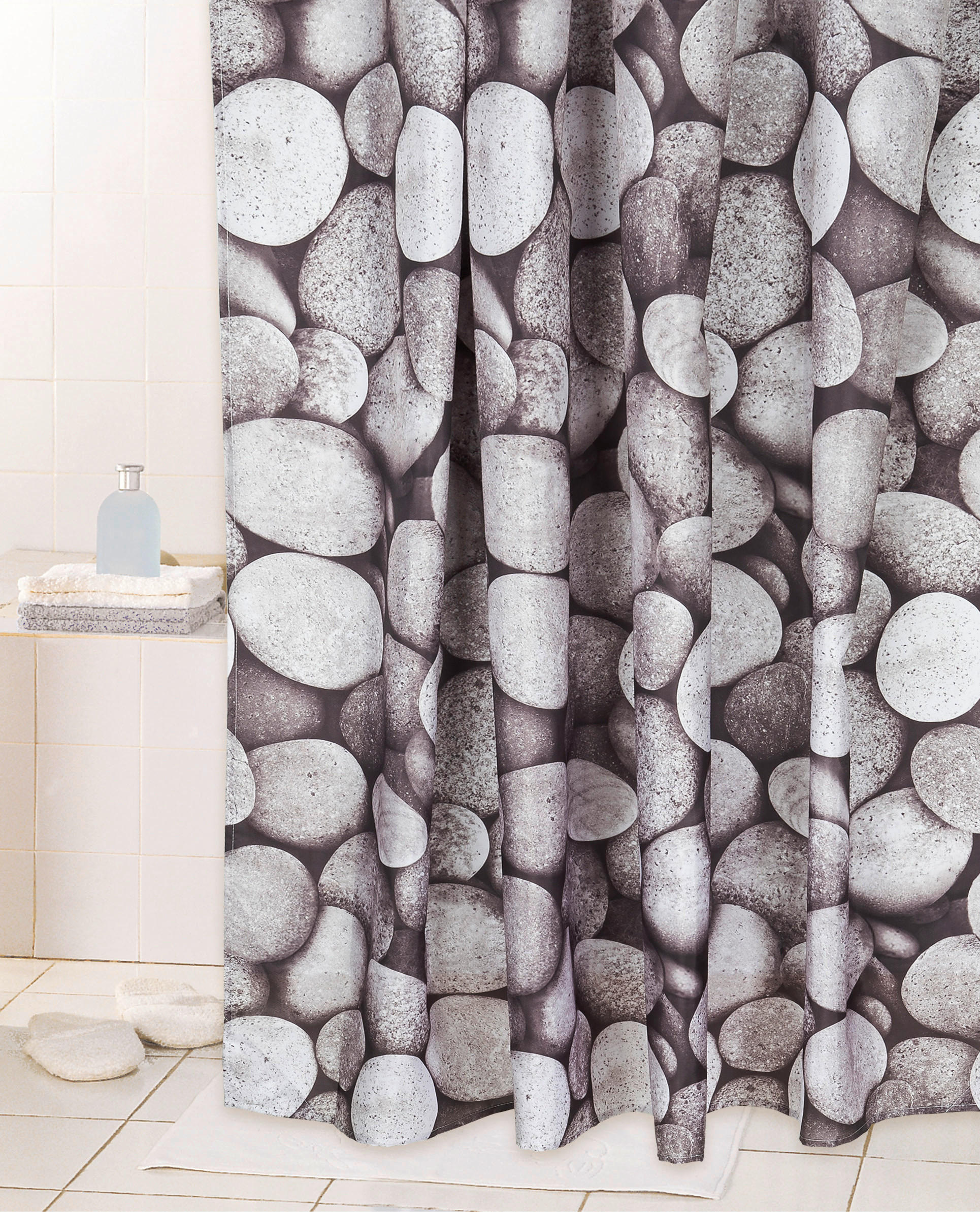 Duschvorhang grau Polyester-Mischgewebe B/L: ca. 180x200 cm Duschvorhang_Stone - grau (180,00/200,00cm) - Acus