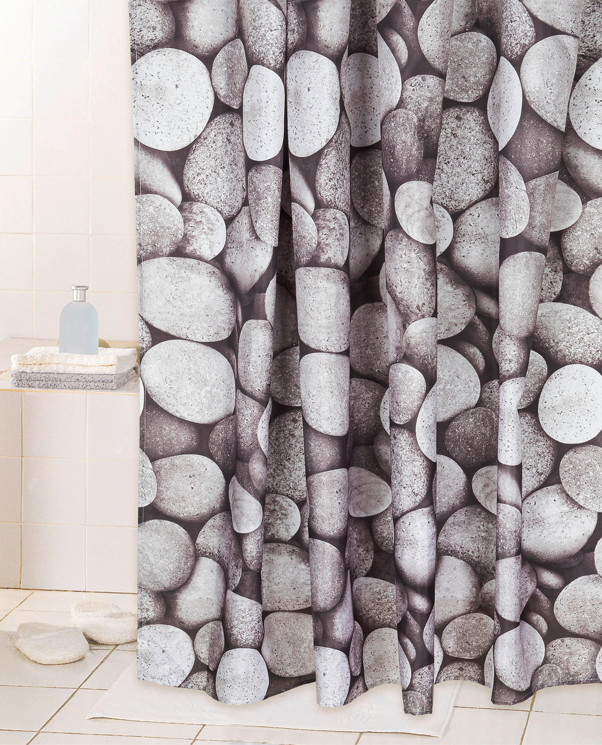 Duschvorhang grau Polyester-Mischgewebe B/L: ca. 180x200 cm Duschvorhang_Stone - grau (180,00/200,00cm) - Acus