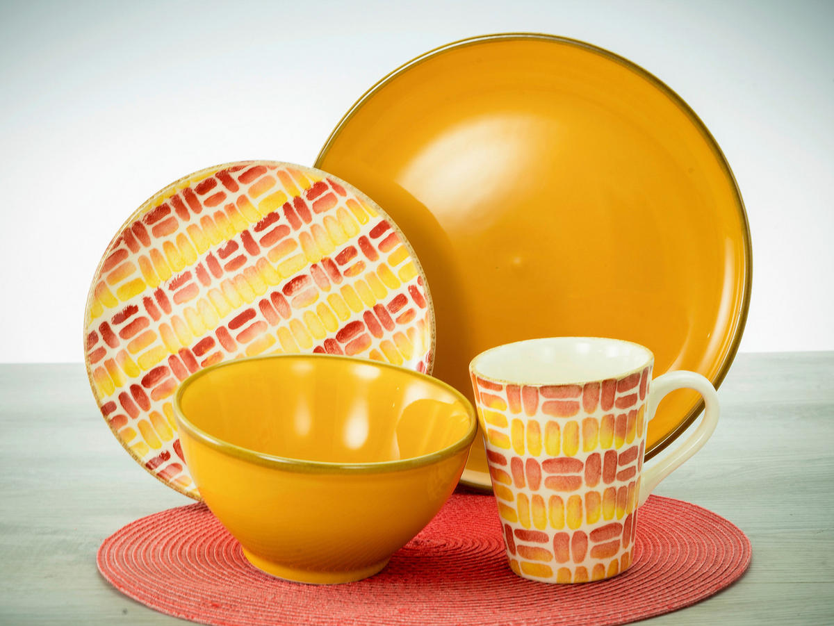 CreaTable Kombiservice MARBELLA orange Steingut 16 tlg. MARBELLA - orange - CreaTable