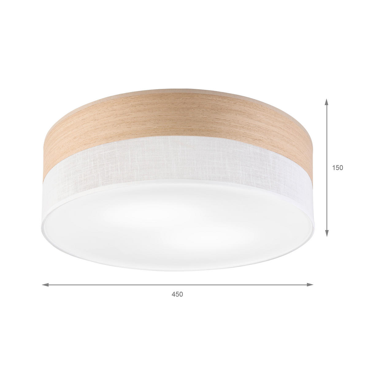 Lamkur Deckenleuchte Eiche weiß PVC Holz B/H/L: ca. 45x15x45 cm E27 2 Brennstellen Dafne - Eiche/weiß (45,00/45,00/15,00cm) - Lamkur