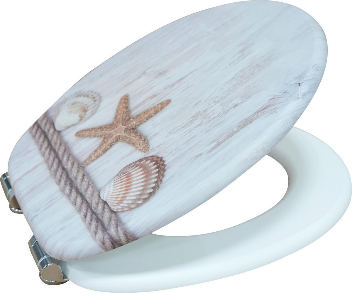 WC-Sitz beige braun MDF B/H/T: ca. 45,8x5,7x37,6 cm WC-Sitz_Maritim MDF FSC - beige/braun (45,80/5,70/37,60cm)
