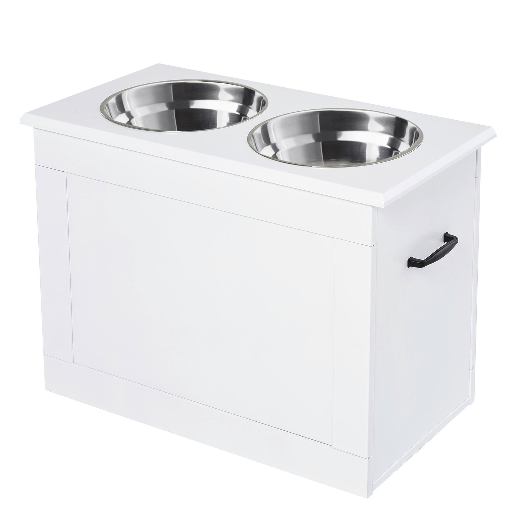 PawHut Futternapf weiß MDF B/H/L: ca. 60x41x30 cm Futternapf - weiß (30,00/60,00/41,00cm) - PawHut