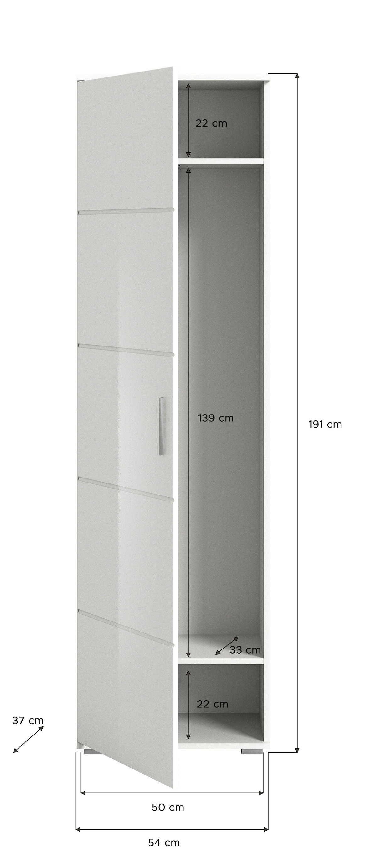 Garderobe PREGO B/H/T: ca. 180x191x37 cm PREGO - (180,00/191,00/37,00cm) - xonox.home