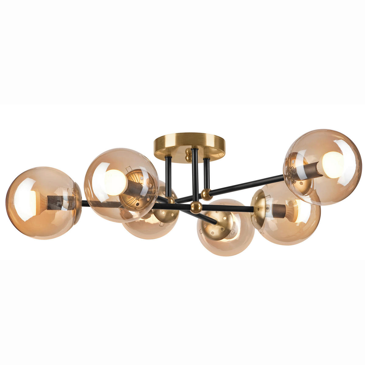 Lamkur Aufbauleuchte gold schwarz Stahl Glas B/H/L: ca. 64x20x64 cm E14 6 Brennstellen MALENA - gold/schwarz (64,00/64,00/20,00cm) - Lamkur