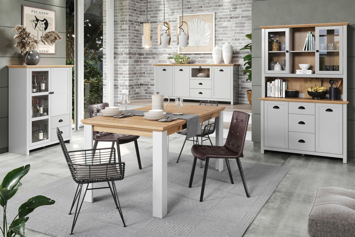 Highboard Landside Lichtgrau Eiche Artisan Nachbildung B/H/T: ca. 97x130x41 cm Landside - Lichtgrau/Eiche (97,00/130,00/41,00cm) - Trendteam