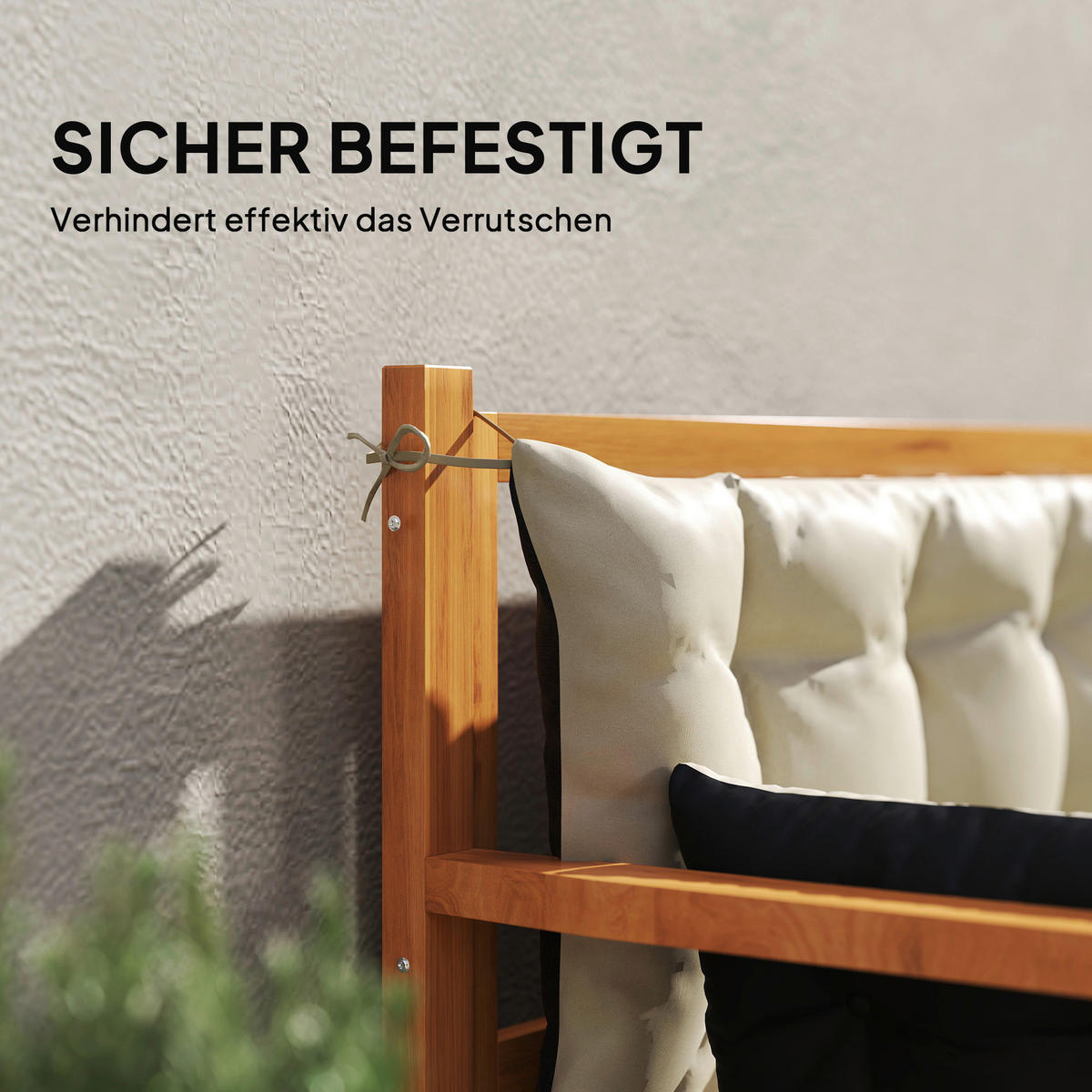 Outsunny Sitzkissen-Set beige Polyester B/H/L: ca. 110x8x180 cm Sitzkissen-Set - beige/schwarz (180,00/110,00/8,00cm) - Outsunny