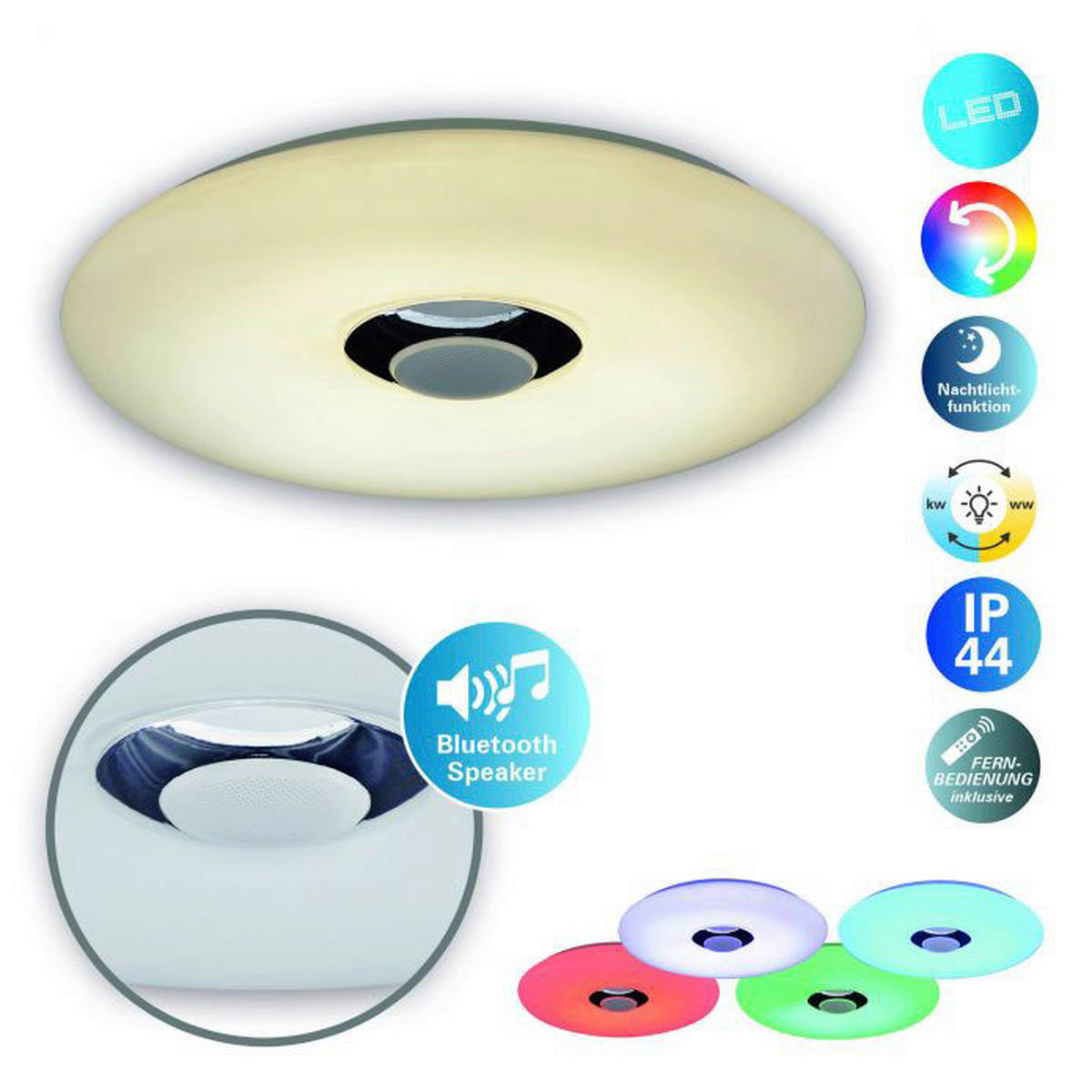 Näve Leuchten LED Deckenleuchte NV1220261 weiß Metall Kunststoff H/D: ca. 6x40 cm null 1 Brennstellen Nashville - weiß (40,00/6,00cm) - Näve Leuchten