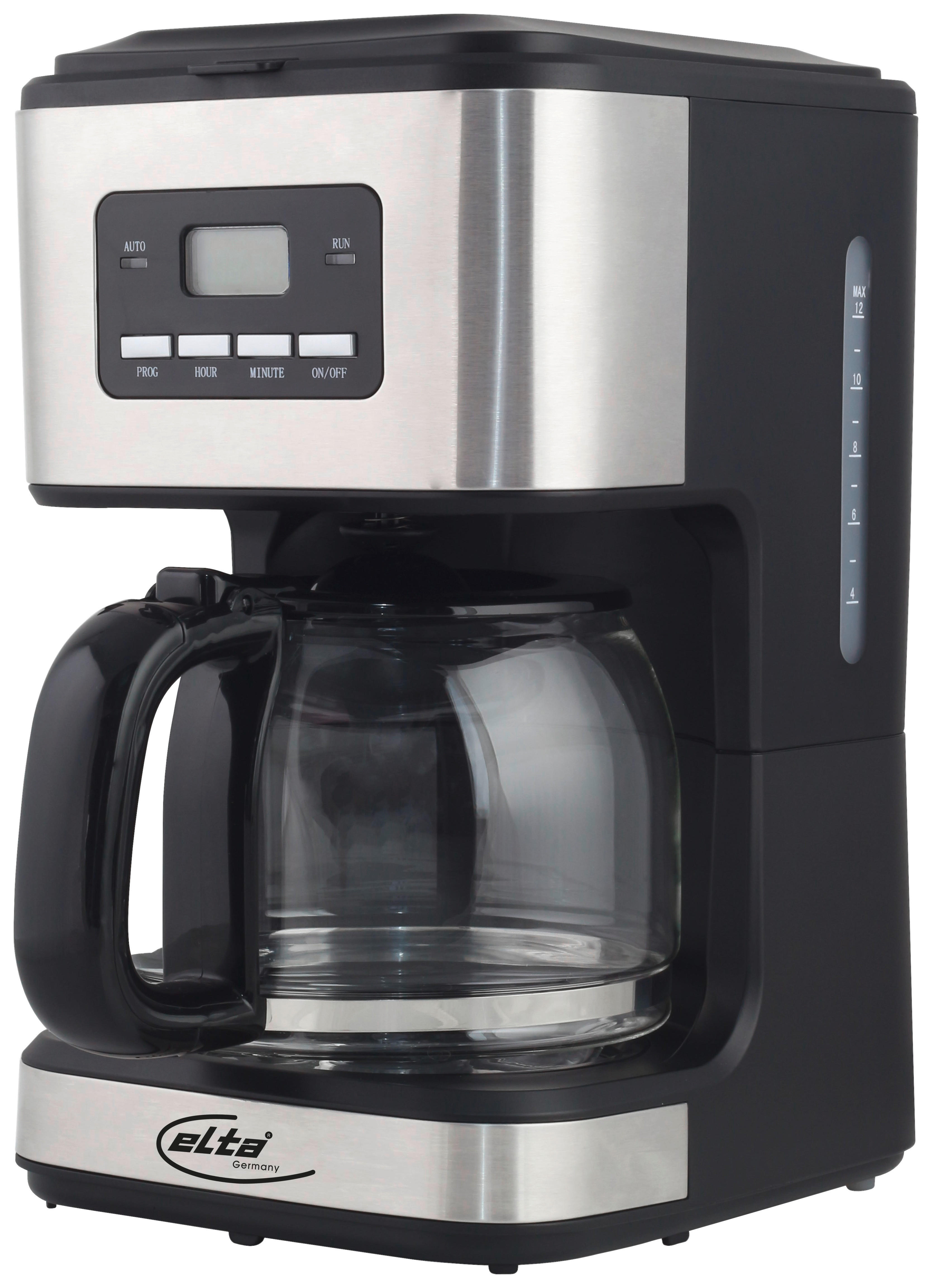 Elta Kaffeeautomat KM-900.15TS silber schwarz Metall Glas Kunststoff B/H/L: ca. 27x19x33 cm Kaffeeautomat KM-900.15TS - schwarz/silber (33,00/27,00/19,00cm) - Elta