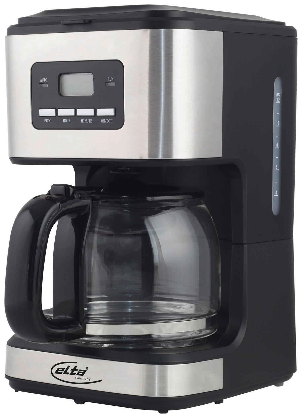 Elta Kaffeeautomat KM-900.15TS silber schwarz Metall Glas Kunststoff B/H/L: ca. 27x19x33 cm Kaffeeautomat KM-900.15TS - schwarz/silber (33,00/27,00/19,00cm) - Elta