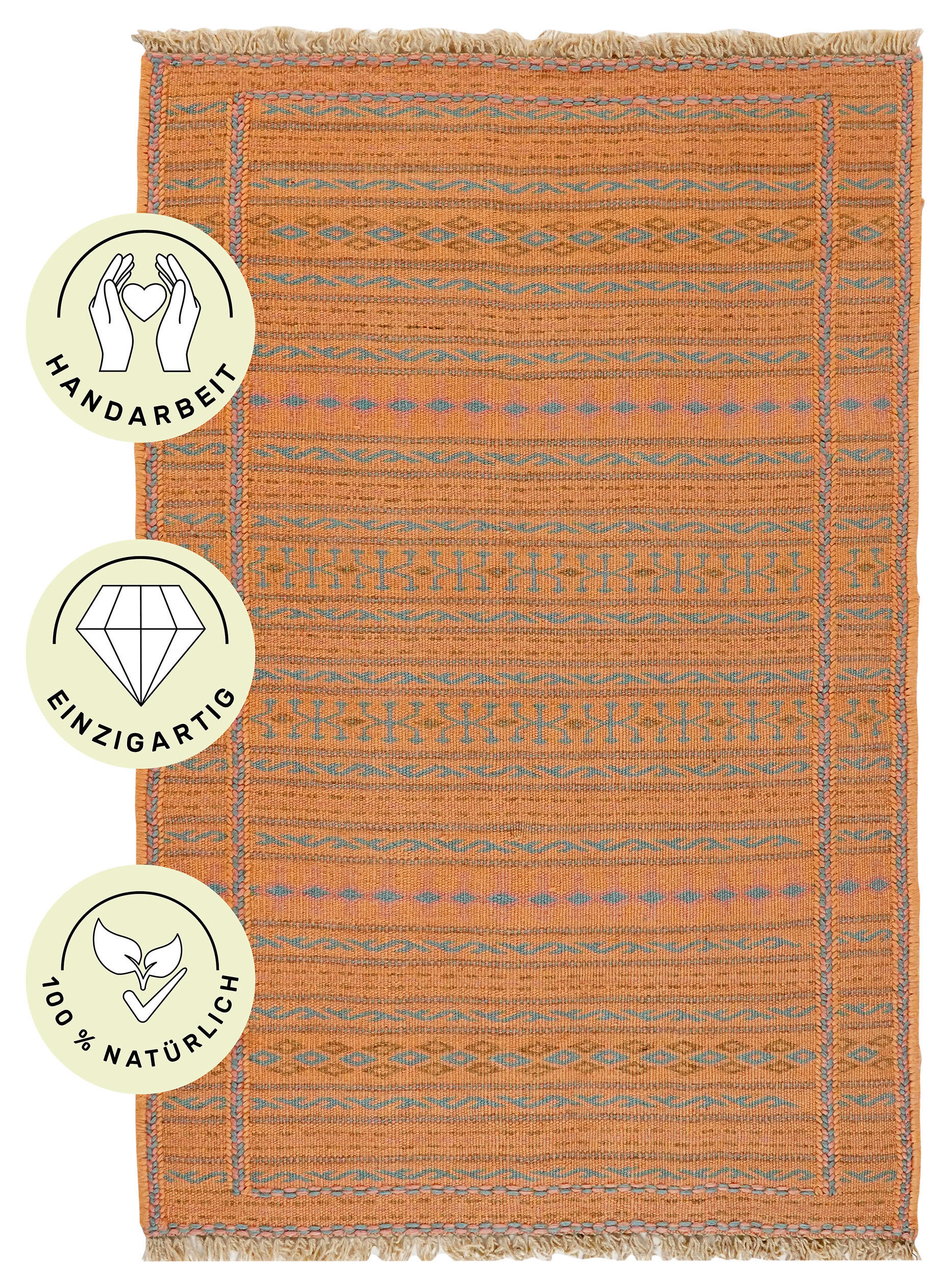 PersaTepp Teppich Kelim Kordi gelb B/L: ca. 77x117 cm Kelim Kordi - gelb (77,00/117,00cm) - PersaTepp