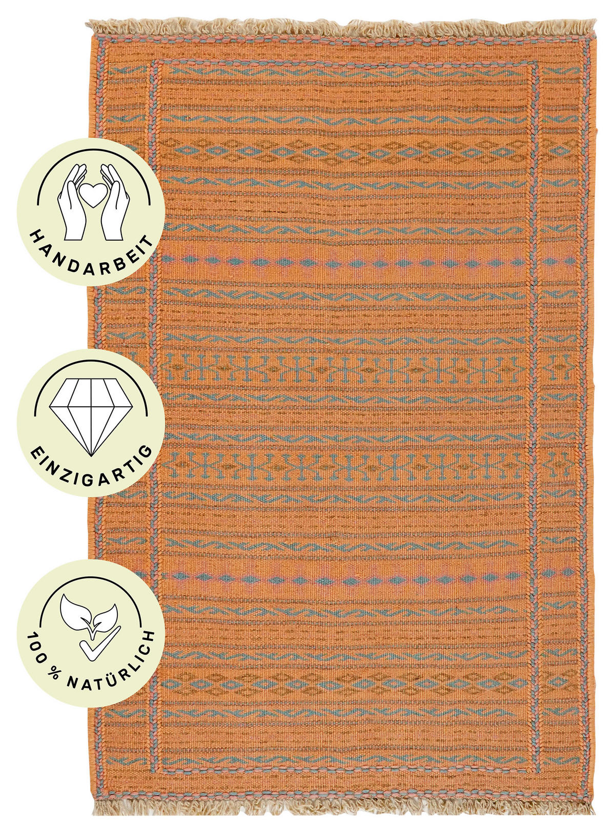 PersaTepp Teppich Kelim Kordi gelb B/L: ca. 77x117 cm Kelim Kordi - gelb (77,00/117,00cm) - PersaTepp