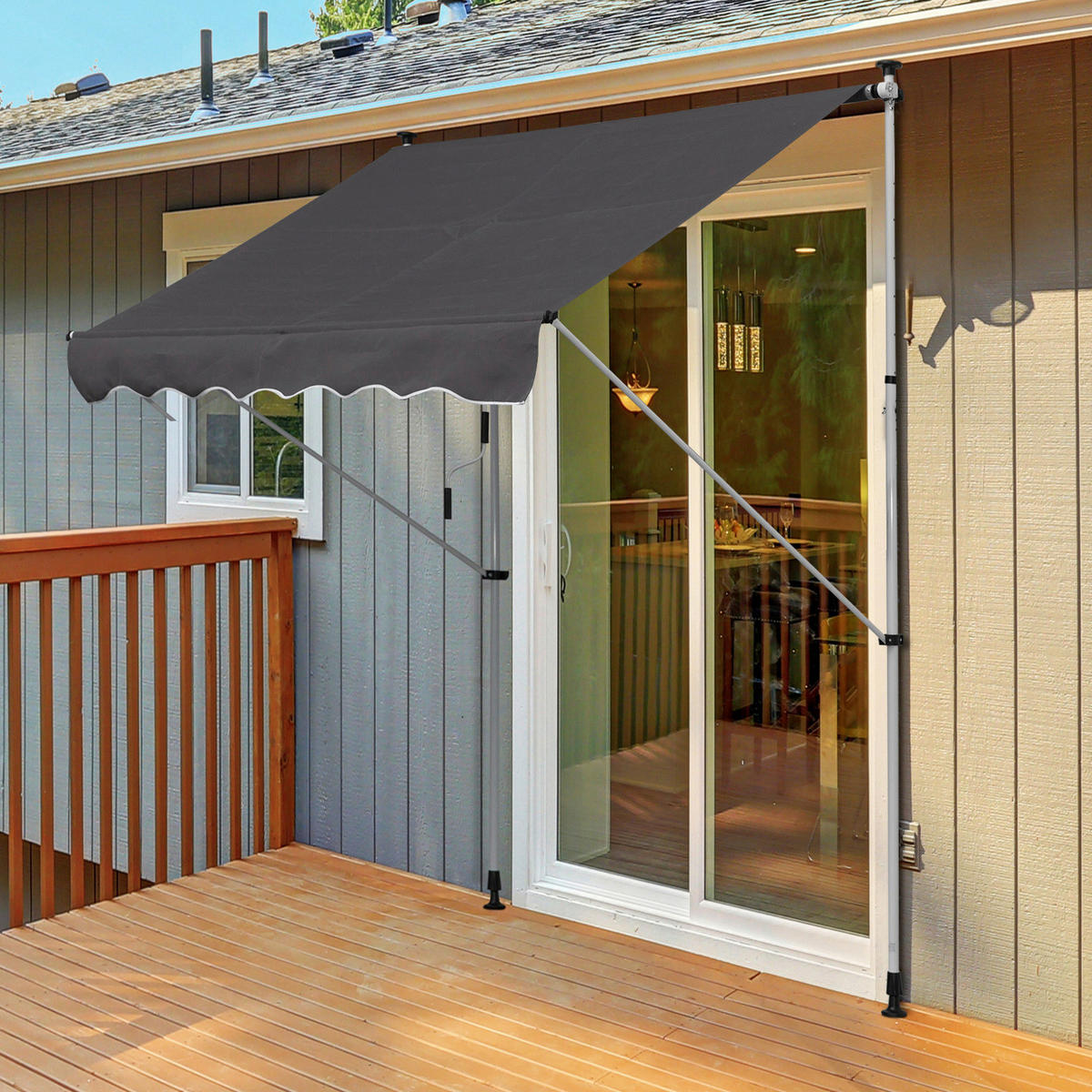 Klemm-Markise grau B/L: ca. 200x150 cm Klemmmarkise - grau (200,00/150,00cm) - Outsunny