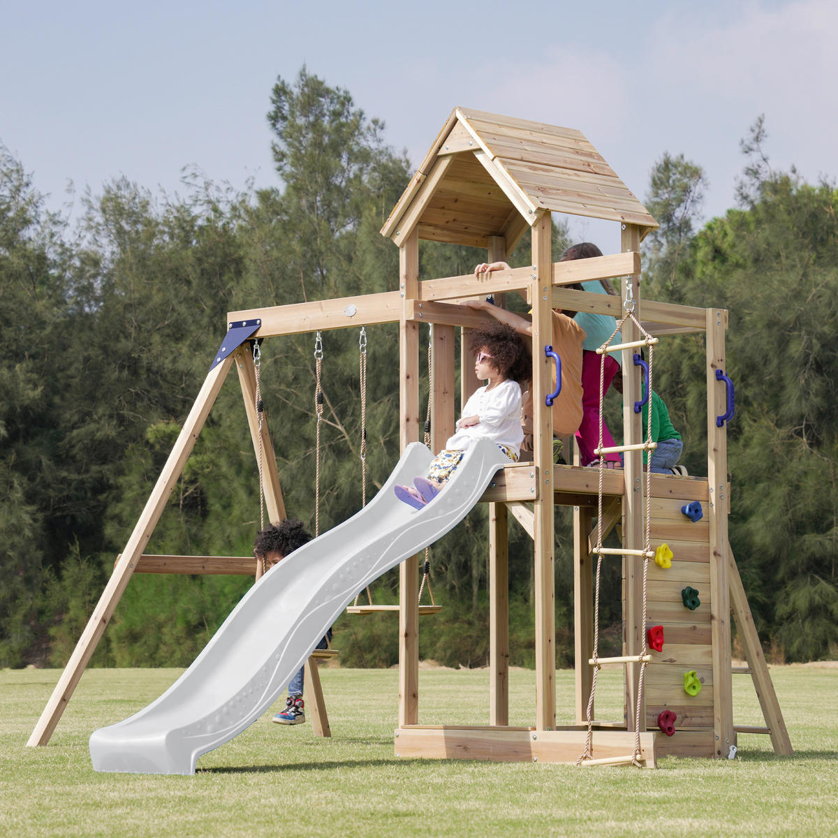 AXI Spielturm Moos braun B/H/L: ca. 342x267x375 cm Moos - braun/weiß (375,00/342,00/267,00cm) - AXI