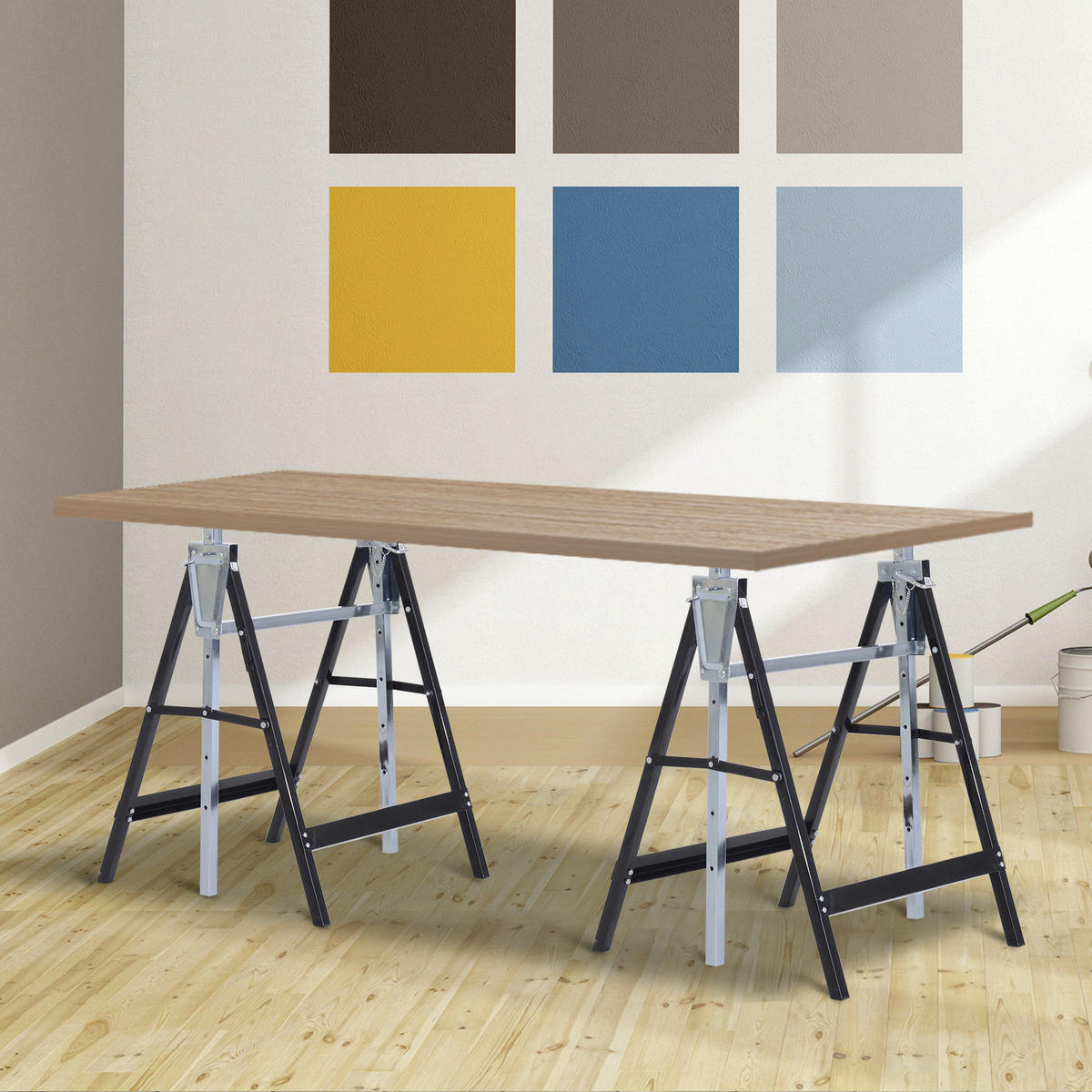 HOMCOM Gerüstbock im 2er Set B/H/L: ca. 58x130x68 cm Gerüstbock B40-015 - schwarz (68,00/58,00/130,00cm) - HOMCOM