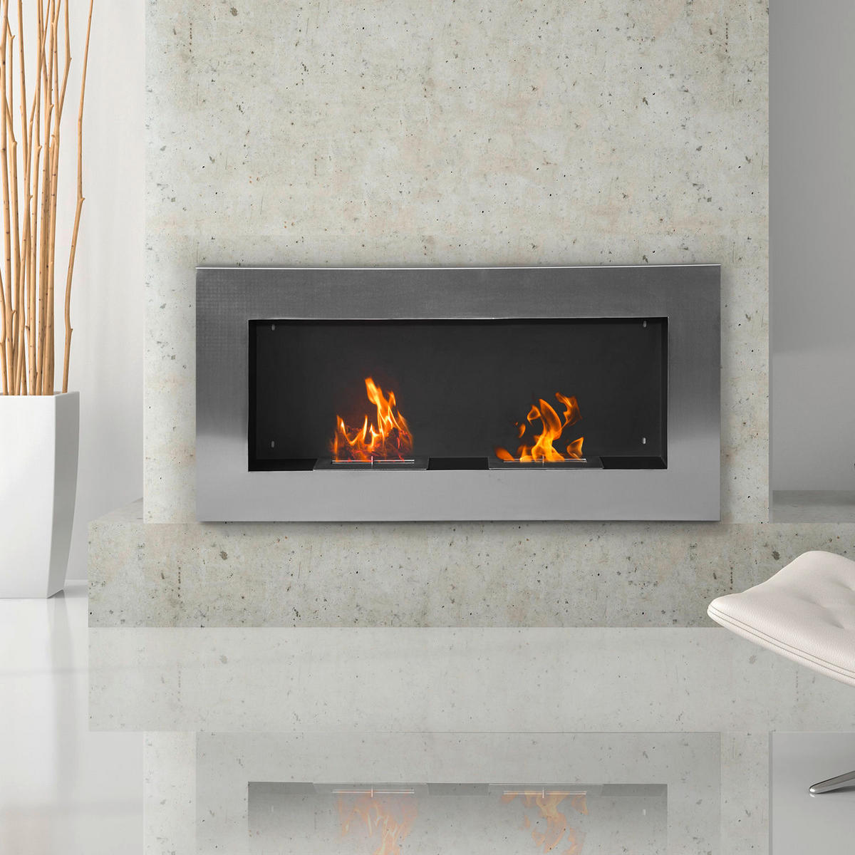 HOMCOM Wandkamin silber Edelstahl B/H/T: ca. 110x54x14 cm Wandkamin - silber (110,00/54,00/14,00cm) - HOMCOM