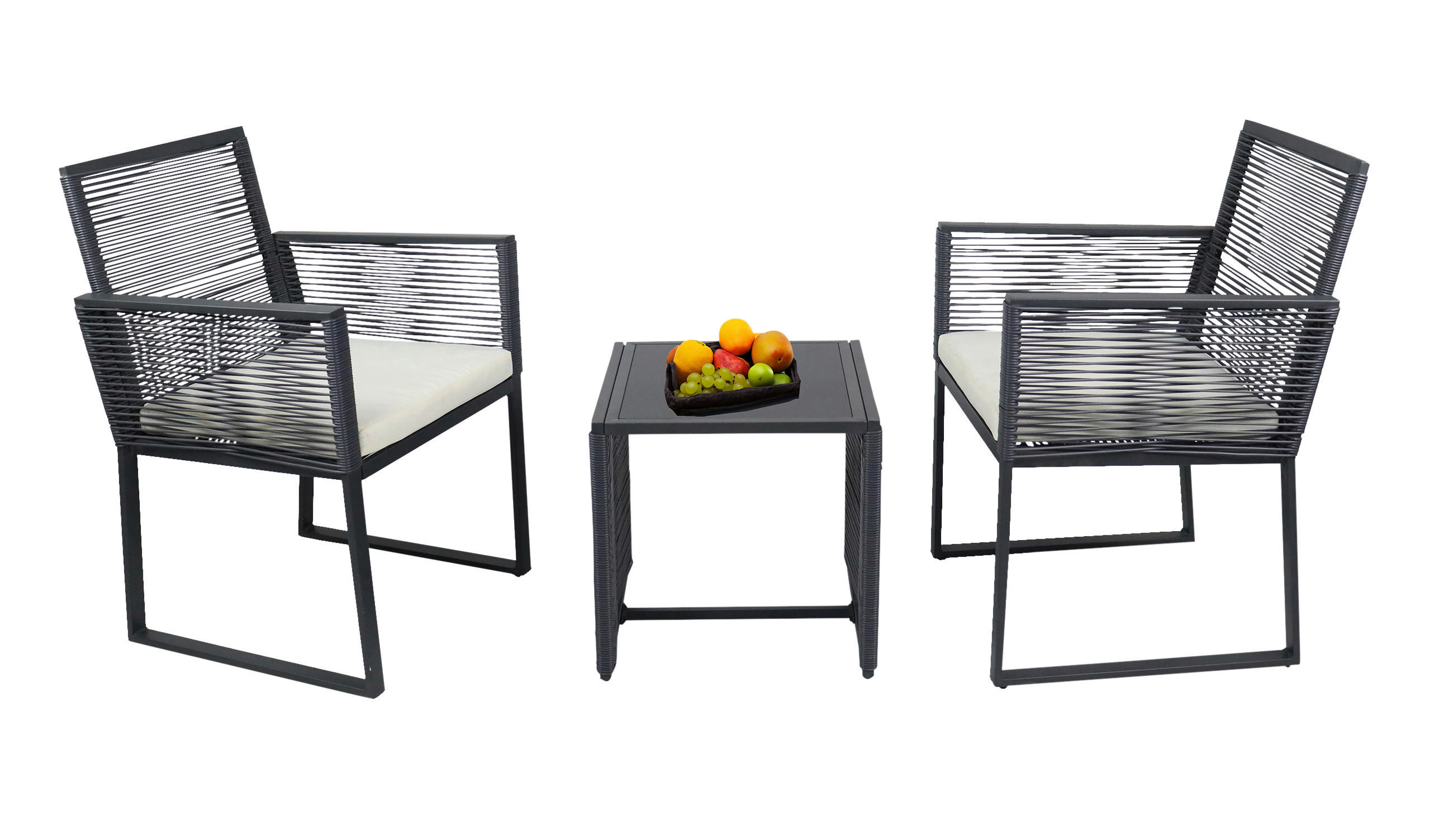 VCM Gartensitzgruppe Fidola schwarz Polyrattangeflecht B/H/L: ca. 53x86x53 cm Fidola - schwarz (53,00/53,00/86,00cm) - VCM