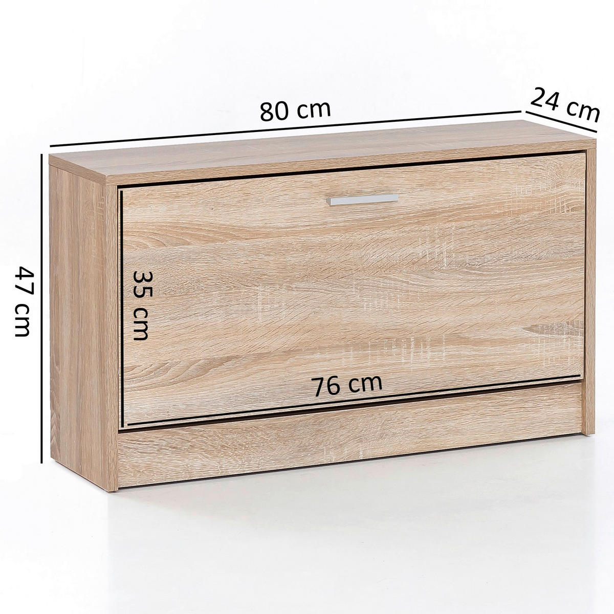 Schuhbank Eiche Sonoma Nachbildung B/H/T: ca. 80x47x24 cm Schuhbank - Eiche (80,00/47,00/24,00cm) - Wohnling