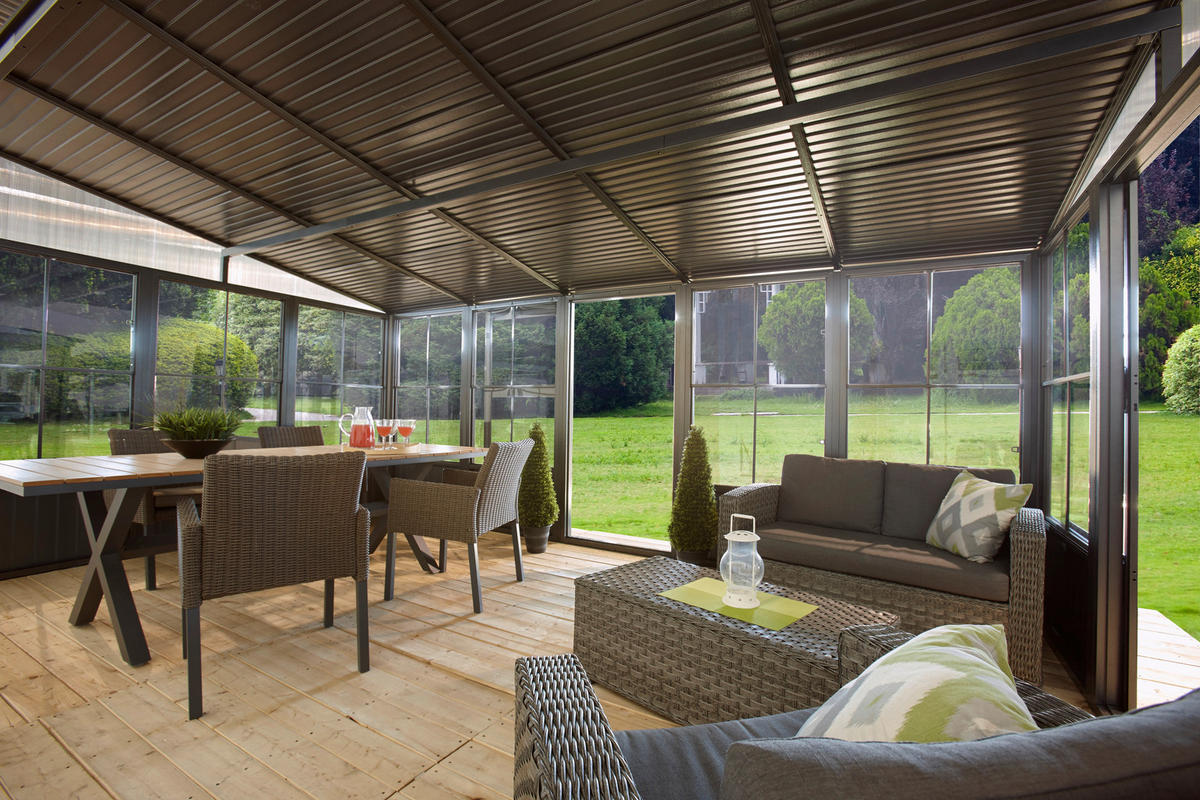 Sojag Terrassenüberdachung Mural anthrazit Aluminium B/H/L: ca. 404x244,5x308,96 cm Mural - anthrazit (308,96/404,00/244,50cm) - Sojag