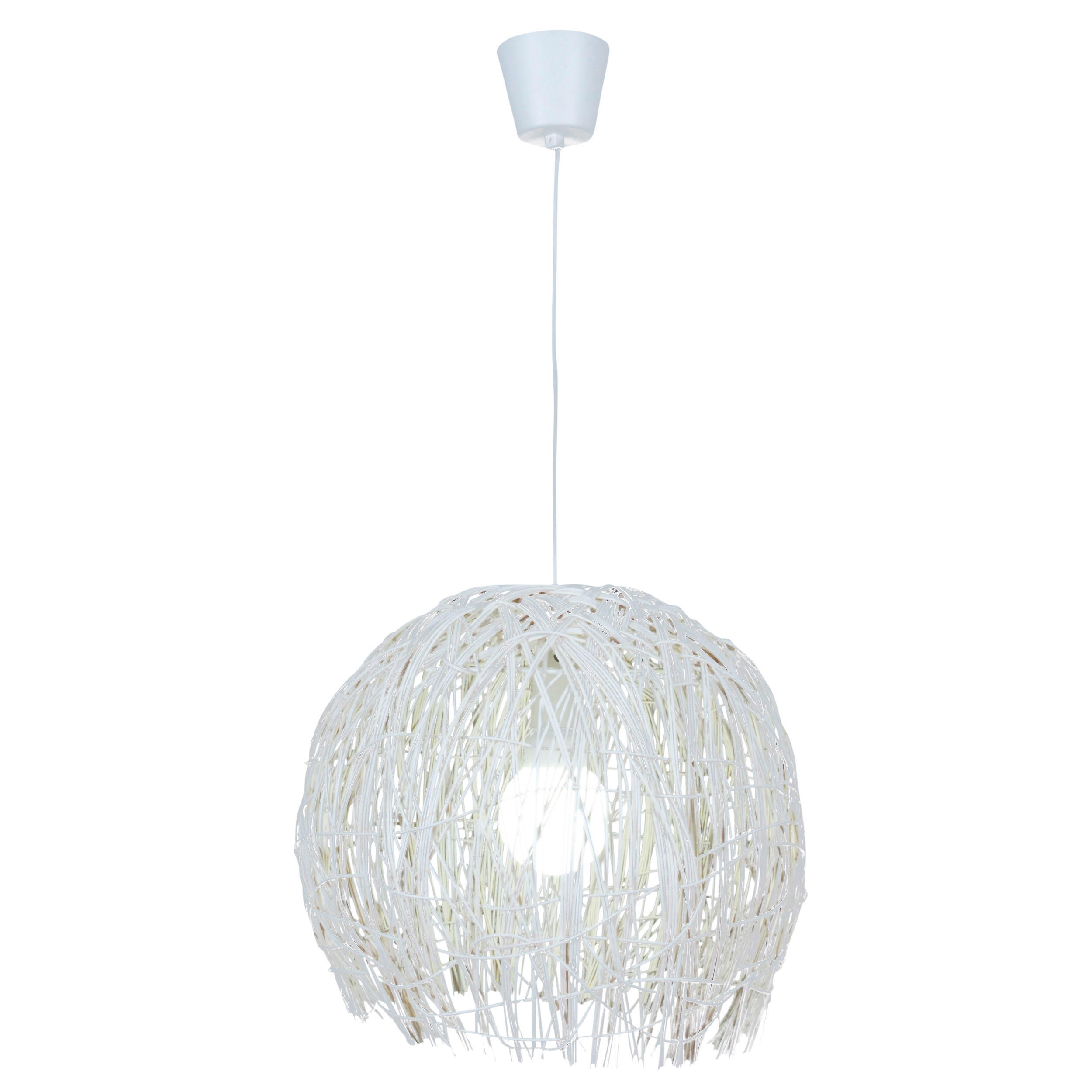 Näve Leuchten Pendelleuchte 7012223 weiß Rattan B/H/T: ca. 40x35x40 cm E27 1 Brennstellen Struwel - weiß (40,00/35,00/40,00cm) - Näve Leuchten