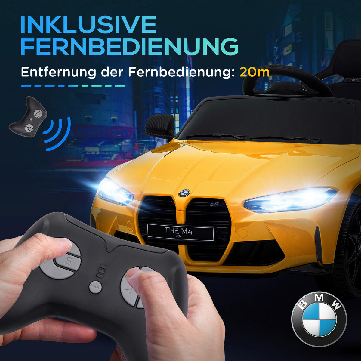 AIYAPLAY Kinder-Elektroauto gelb B/H/L: ca. 69,5x51x108 cm Kinder-Elektroauto - gelb (108,00/69,50/51,00cm) - AIYAPLAY