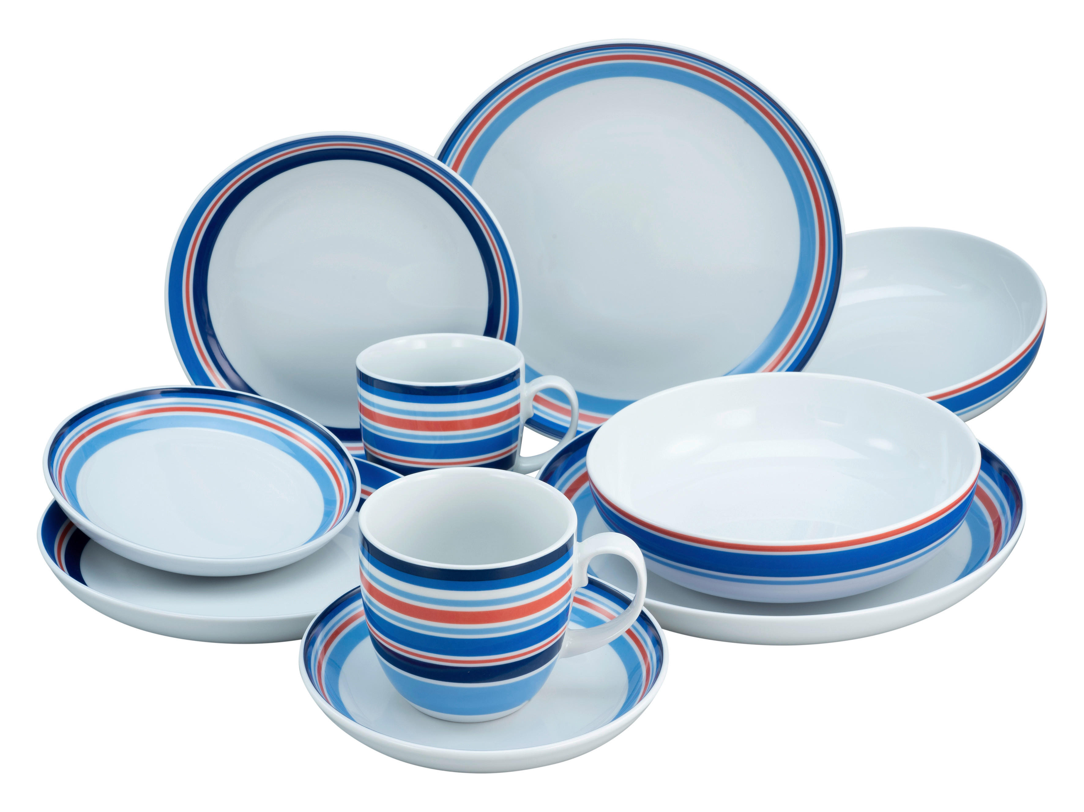 CreaTable Kombiservice Allround - COAST LINE blau Porzellan 10 tlg. Allround - COAST LINE - blau/weiß - CreaTable