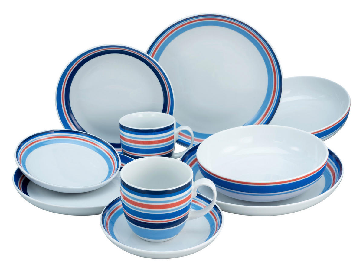 CreaTable Kombiservice Allround - COAST LINE blau Porzellan 10 tlg. Allround - COAST LINE - blau/weiß - CreaTable