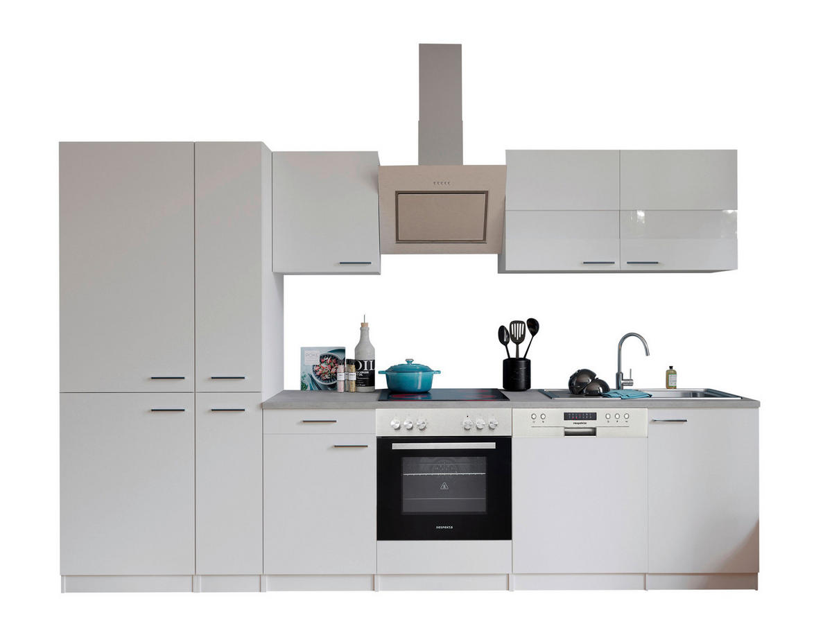 Respekta Küchenblock KB310WWCGKE178G weiß B/H/T: ca. 310x200x60 cm KB310WWCGKE178G - Beton/weiß (310,00/200,00/60,00cm) - Respekta
