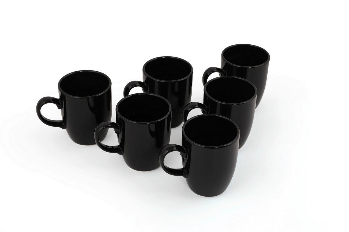 HermiaConcept Kaffeebecher 6-tlg. schwarz Keramik 6 tlg. 6-tlg. - schwarz (7,90/7,90/9,50cm) - HermiaConcept