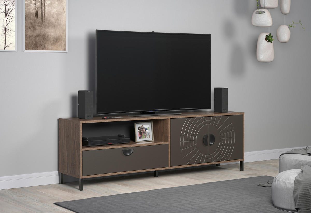 Lowboard Fusion Eiche dunkel Nachbildung bronze Optik B/H/T: ca. 183x55x40 cm Fusion - Eiche/bronze (183,00/55,00/40,00cm)