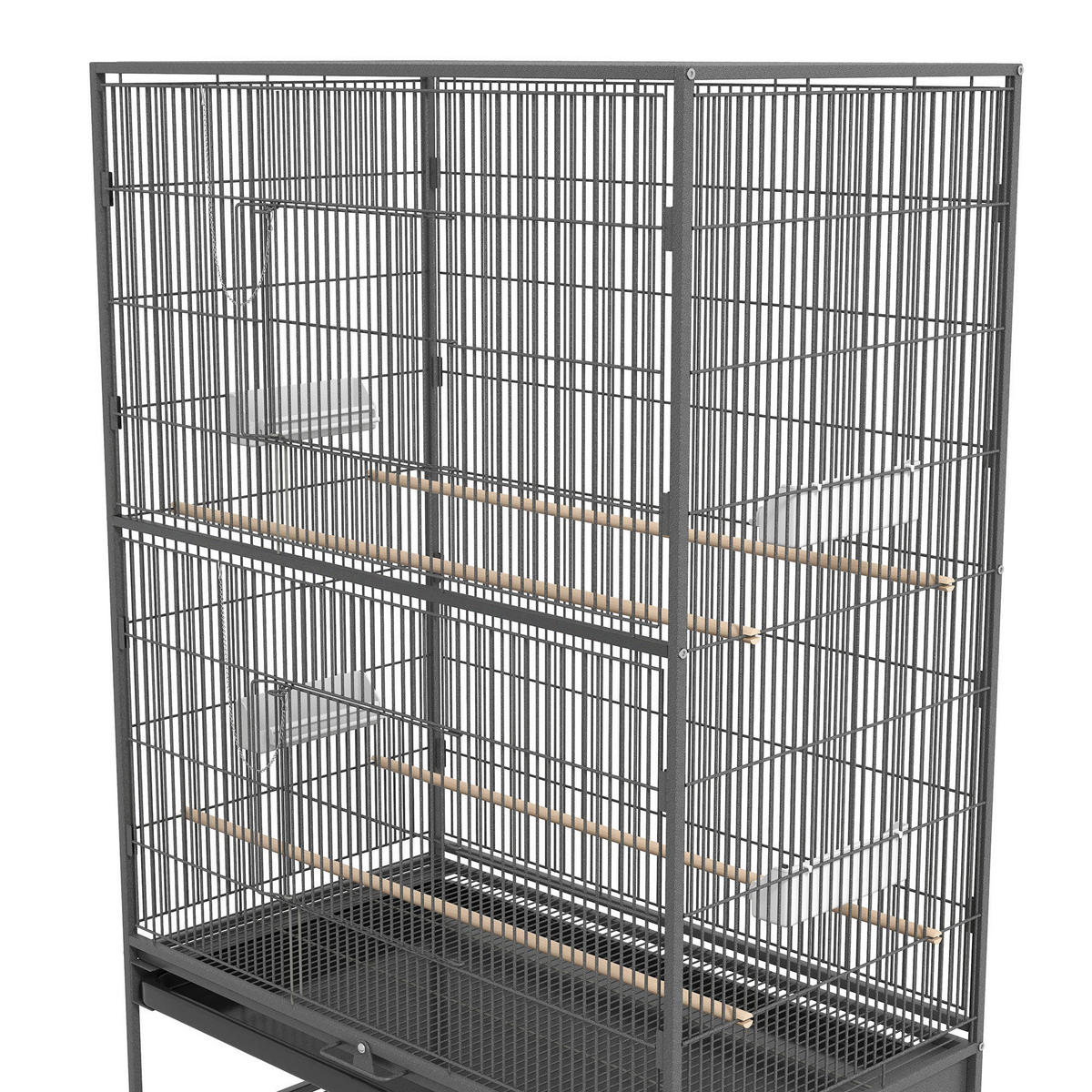 PawHut Tier-Zubehör grau Kunststoff B/H/L: ca. 57x94x153 cm Vogelkäfig - grau (153,00/57,00/94,00cm) - PawHut