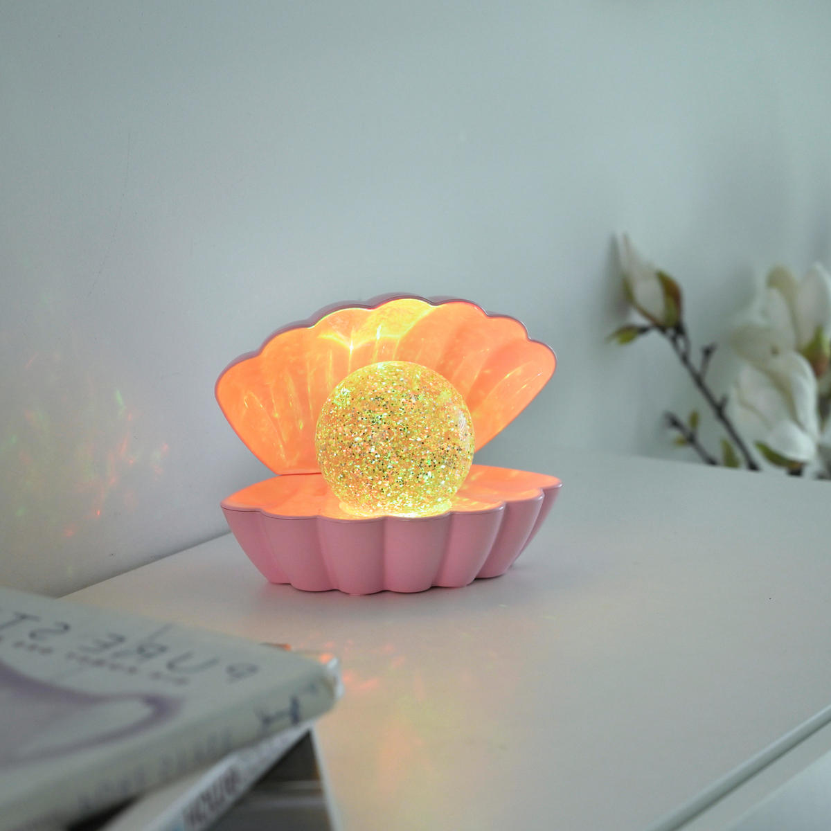 Just Light LED-Dekoleuchte rosa Kunststoff B/H/D: ca. 18x13x14,8 cm LED-Dekoleuchte_Muschel - rosa (14,80/13,00cm) - Just Light