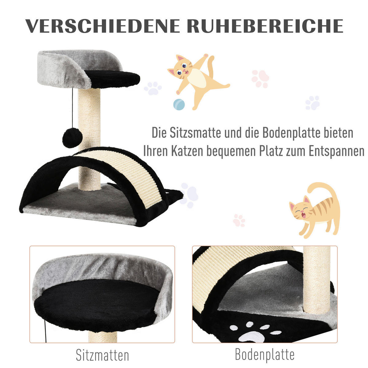 PawHut Katzenbaum schwarz MDF B/H/L: ca. 36x44x36 cm Katzenbaum - schwarz (36,00/36,00/44,00cm) - PawHut