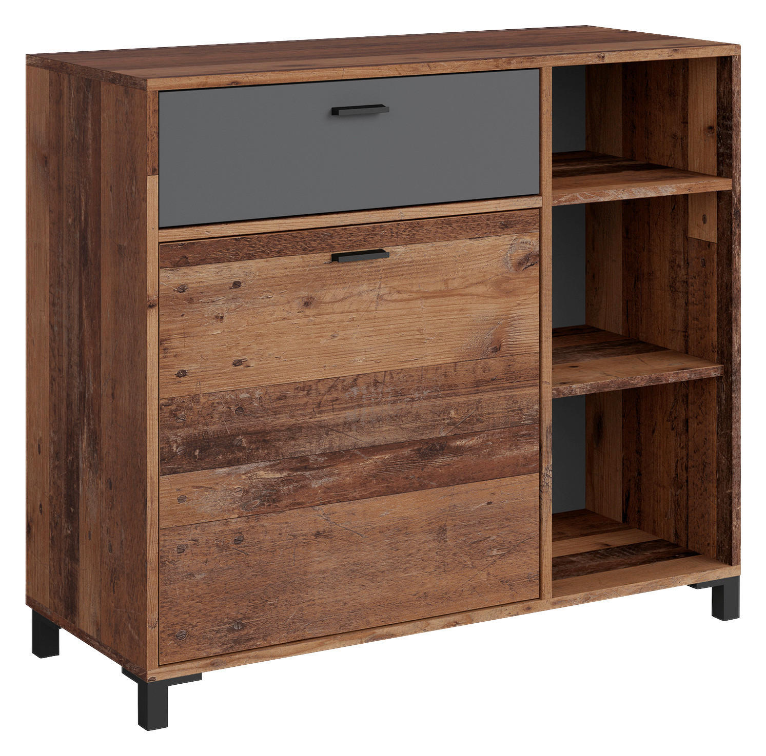 Sideboard JACKSON Eiche Old Wood Nachbildung anthrazit B/H/T: ca. 98x85x40 cm JACKSON - Eiche/anthrazit (98,00/85,00/40,00cm) - byLIVING