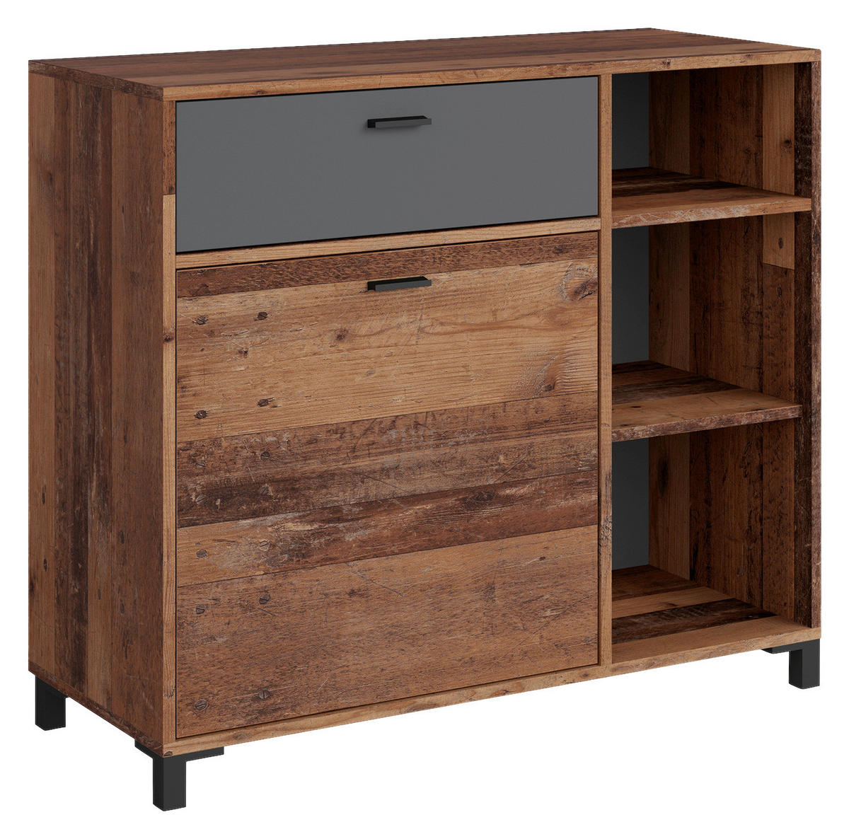 Sideboard JACKSON Eiche Old Wood Nachbildung anthrazit B/H/T: ca. 98x85x40 cm JACKSON - Eiche/anthrazit (98,00/85,00/40,00cm) - byLIVING