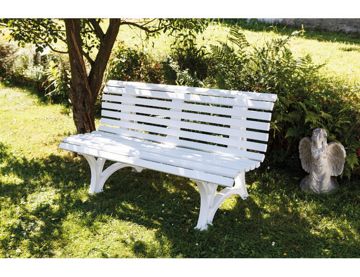 Blome Sitzbank Helgoland weiß Kunststoff B/H/L: ca. 64x80x150 cm Helgoland - weiß (150,00/64,00/80,00cm) - Blome