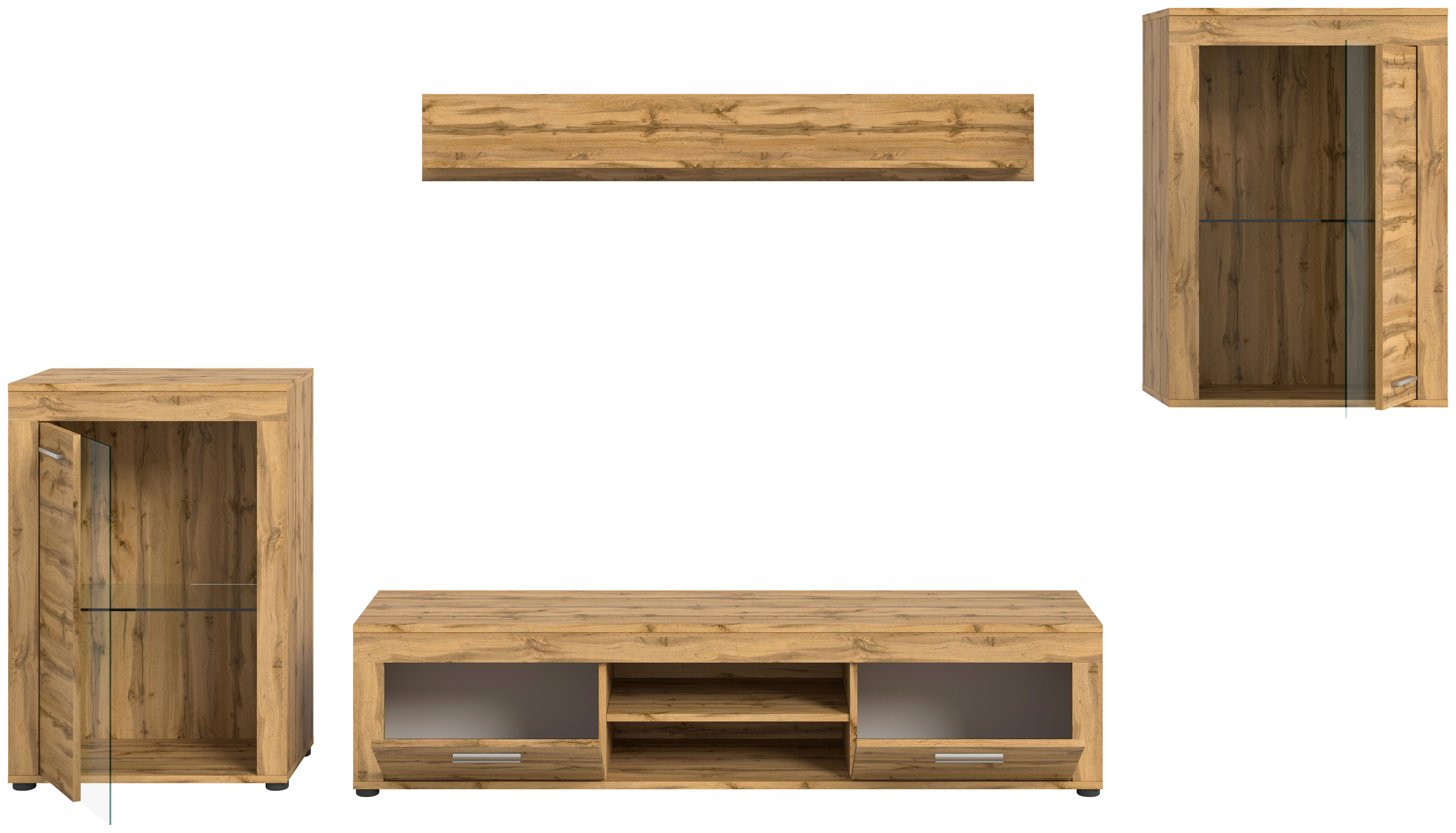 Wohnwand Jam Eiche Wotan Nachbildung B/H/T: ca. 310x169x35 cm Jam - Eiche (310,00/169,00/35,00cm) - xonox.home