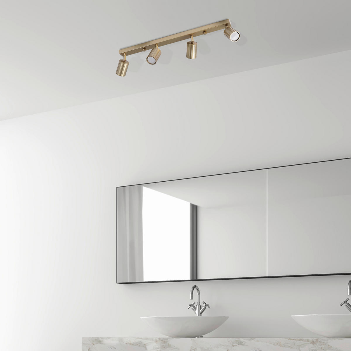 Lamkur Strahler gold Stahl B/H/L: ca. 6,5x16,5x81 cm 4 Brennstellen Prisma - gold (81,00/6,50/16,50cm) - Lamkur