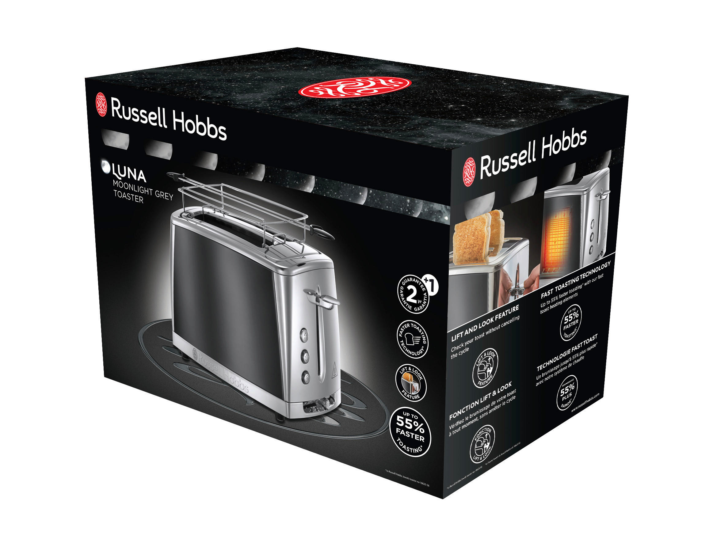 Russell Hobbs Toastautomat 23500036002 Silbergrau Edelstahl B/H/T: ca. 16,9x23,1x29 cm Toastautomat_Luna_23221-56 - Silbergrau (16,90/23,10/29,00cm) - Russell Hobbs