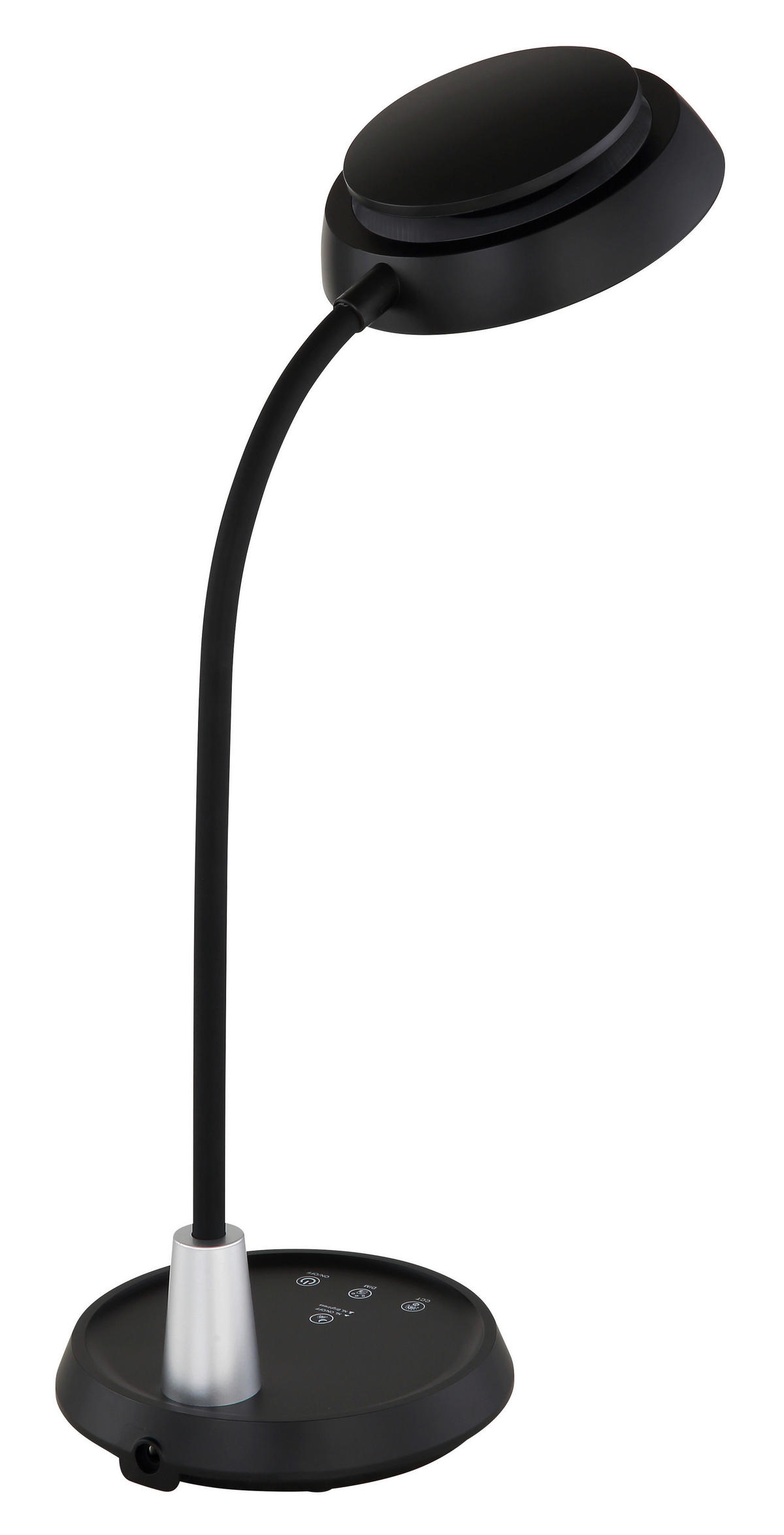 GLOBO Tischleuchte schwarz Opal silber Silikon PVC Kunststoff B/H/L: ca. 17,2x44,8x30,6 cm 1 Brennstellen KIRK - schwarz/Opal (30,60/17,20/44,80cm) - GLOBO