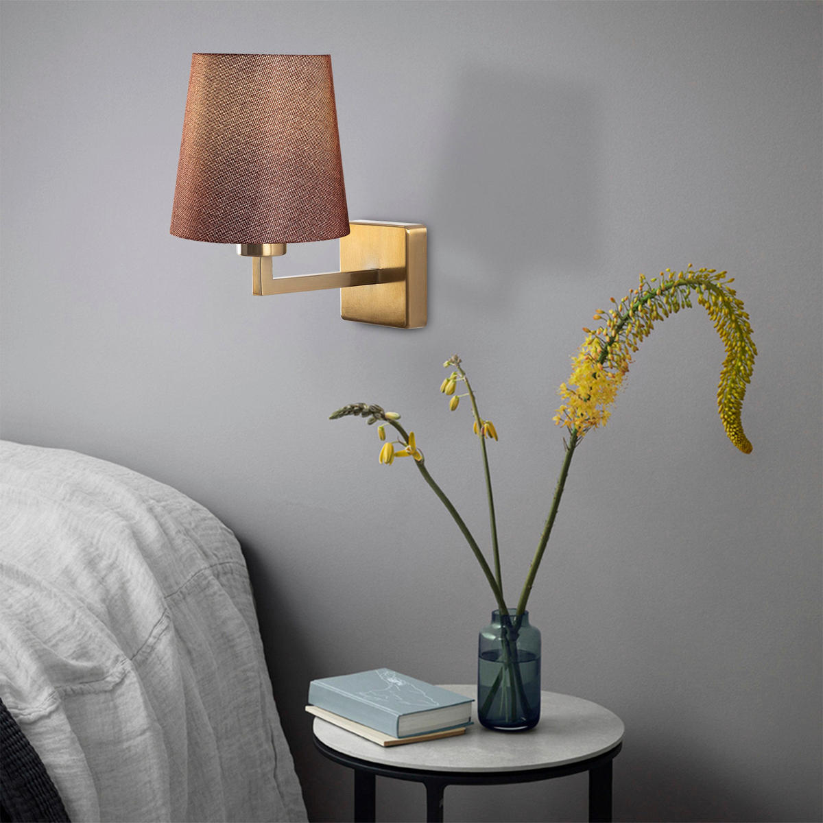 Opviq Wandleuchte Profil gold braun Stoff Eisen B/H/T/L/D: ca. 24x30x24x18x18 cm E27 1 Brennstellen Profil - braun/gold (18,00/24,00/30,00cm) - Opviq