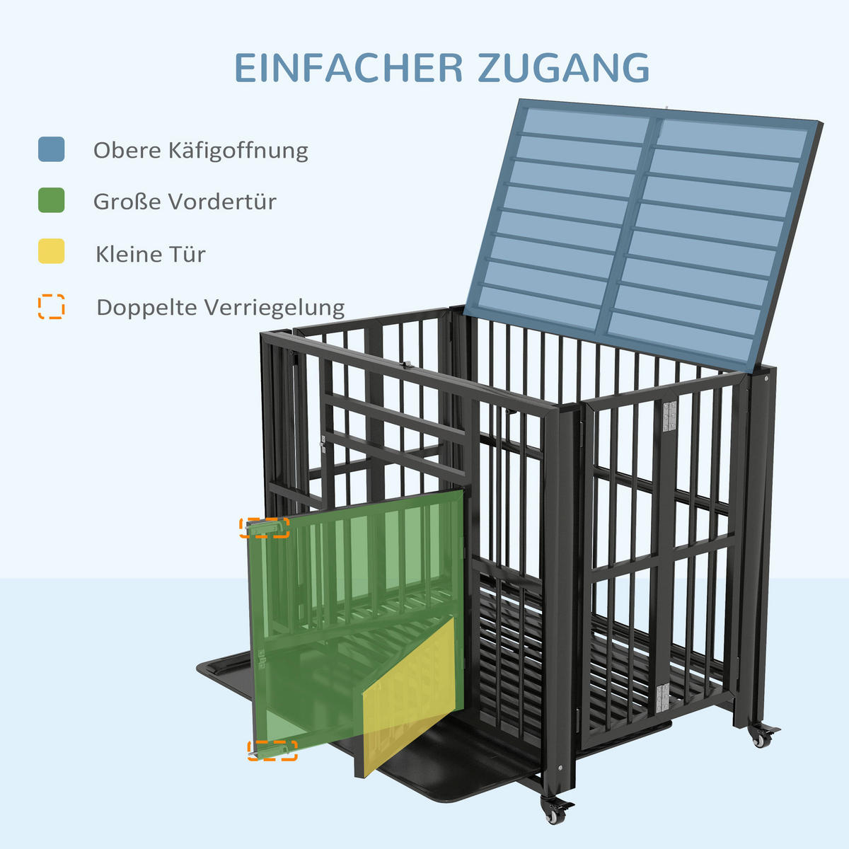 PawHut Hunde-Zubehör schwarz Edelstahl B/H/L: ca. 58x94x78 cm Hundekäfig - schwarz (78,00/58,00/94,00cm) - PawHut